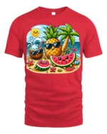 Cute Summer Fruit Beach T-Shirt - red t-shirt on white background