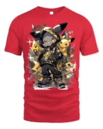 Street Style Electric Mouse Graphic T-Shirt for Fans - red t-shirt on white background