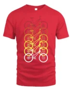 Retro Gradient Bicycle Pattern Graphic T-Shirt Unisex - red t-shirt on white background