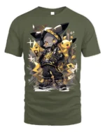 Street Style Electric Mouse Graphic T-Shirt for Fans - military green t-shirt on white background