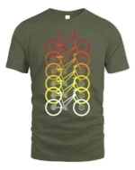 Retro Gradient Bicycle Pattern Graphic T-Shirt Unisex - military green t-shirt on white background