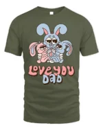 Cute Bunny Family Love You Dad T-Shirt for Father’s Day - military green t-shirt on white background