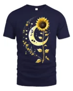 Sunflower Moon Musical Notes Graphic T-Shirt - navy t-shirt on white background