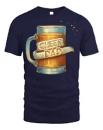 Cheer to Dad Beer Mug Graphic T-Shirt for Father’s Day Gift - navy t-shirt on white background