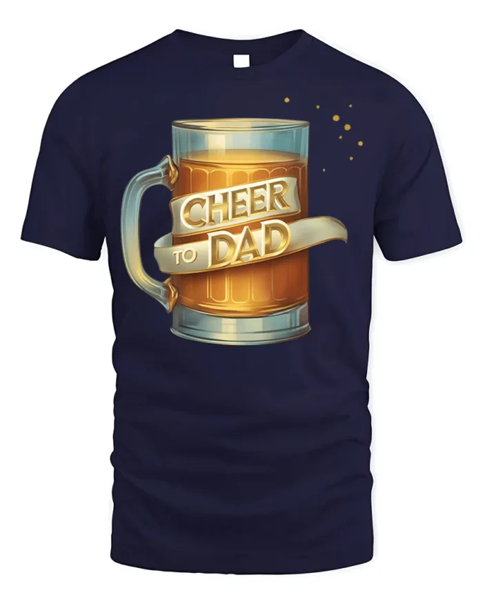 Cheer to Dad Beer Mug Graphic T-Shirt for Father’s Day Gift - navy t-shirt on white background