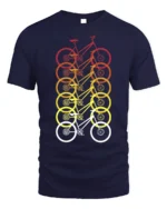 Retro Gradient Bicycle Pattern Graphic T-Shirt Unisex - navy t-shirt on white background