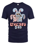 Cute Bunny Family Love You Dad T-Shirt for Father’s Day - navy t-shirt on white background