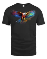 American Eagle Rainbow Wings T-Shirt Freedom - black t-shirt on white background