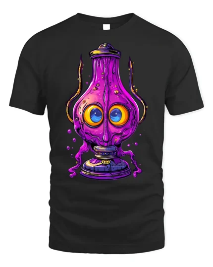 Trippy Purple Lamp T-Shirt Psychedelic Cartoon - black t-shirt on white background