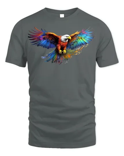 American Eagle Rainbow Wings T-Shirt Freedom - gray t-shirt on white background
