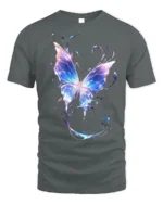 Vibrant Galaxy Butterfly T-Shirt Soft Cotton - gray t-shirt on white background