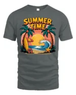 Summer Time Beach T-Shirt Tropical Surf Vibe - gray t-shirt on white background