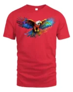 American Eagle Rainbow Wings T-Shirt Freedom - red t-shirt on white background