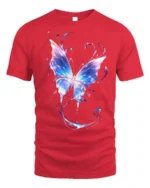 Vibrant Galaxy Butterfly T-Shirt Soft Cotton - red t-shirt on white background
