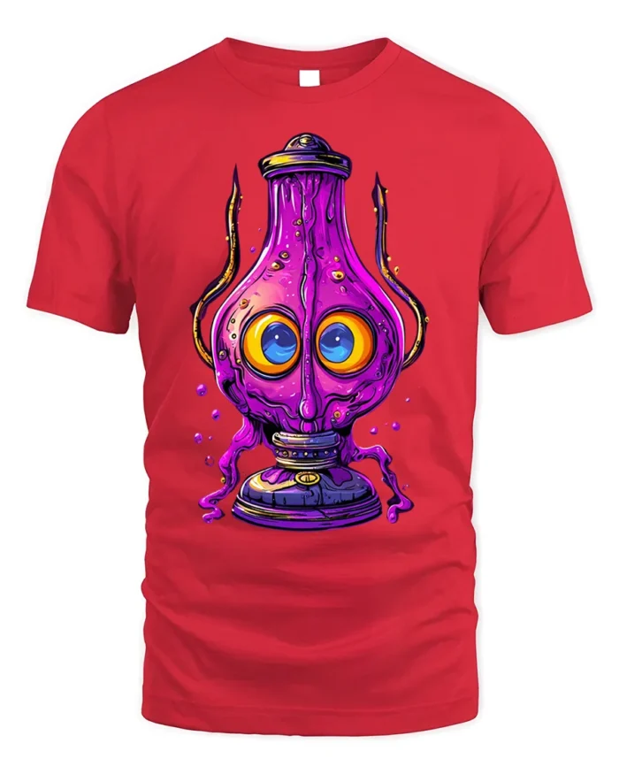 Trippy Purple Lamp T-Shirt Psychedelic Cartoon - red t-shirt on white background