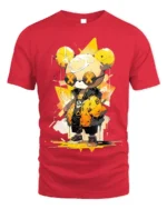 Urban Yellow Bear T-Shirt Cool Streetwear Cartoon - red t-shirt on white background