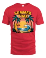 Summer Time Beach T-Shirt Tropical Surf Vibe - red t-shirt on white background