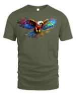 American Eagle Rainbow Wings T-Shirt Freedom - military green t-shirt on white background