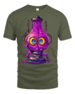 Trippy Purple Lamp T-Shirt Psychedelic Cartoon - military green t-shirt on white background