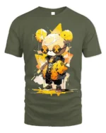 Urban Yellow Bear T-Shirt Cool Streetwear Cartoon - military green t-shirt on white background