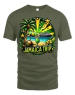 Jamaica Trip Souvenir T-Shirt Tropical Cruise Beach - military green t-shirt on white background