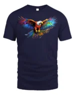 American Eagle Rainbow Wings T-Shirt Freedom - navy t-shirt on white background