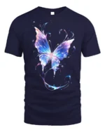 Vibrant Galaxy Butterfly T-Shirt Soft Cotton - navy t-shirt on white background