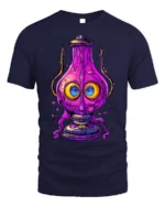 Trippy Purple Lamp T-Shirt Psychedelic Cartoon - navy t-shirt on white background