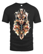 Futuristic Pharaoh T-Shirt Sci Fi Egyptian King Graphic - black t-shirt on white background