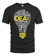 Creative Idea Lightbulb T-Shirt Motivational Graphic - black t-shirt on white background