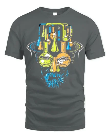 Mad Science Lab Face Graphic T-Shirt Cool Chemistry - gray t-shirt on white background