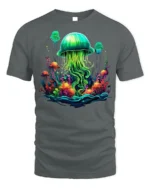 Glow in the Deep Jellyfish T-Shirt Vibrant Ocean - gray t-shirt on white background