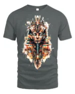 Futuristic Pharaoh T-Shirt Sci Fi Egyptian King Graphic - gray t-shirt on white background