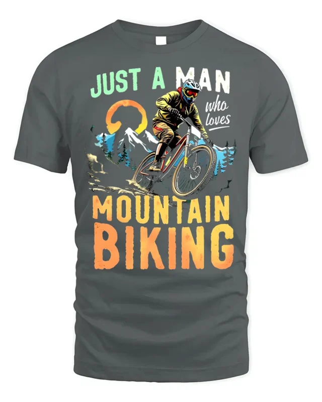 Just a Man Who Loves Mountain Biking T-Shirt Rider - gray t-shirt on white background