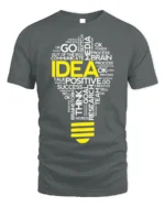 Creative Idea Lightbulb T-Shirt Motivational Graphic - gray t-shirt on white background
