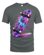 Skateboard Splash T-Shirt Colorful Street Style - gray t-shirt on white background