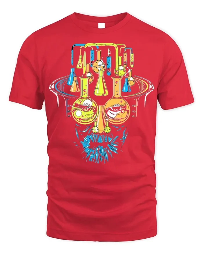 Mad Science Lab Face Graphic T-Shirt Cool Chemistry - red t-shirt on white background
