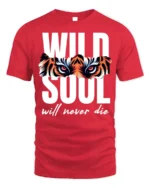 Wild Soul Tiger Eyes Graphic T-Shirt Soft Cotton - red t-shirt on white background