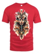 Futuristic Pharaoh T-Shirt Sci Fi Egyptian King Graphic - red t-shirt on white background