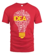 Creative Idea Lightbulb T-Shirt Motivational Graphic - red t-shirt on white background