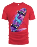 Skateboard Splash T-Shirt Colorful Street Style - red t-shirt on white background