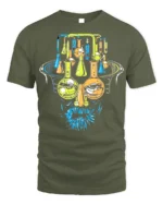 Mad Science Lab Face Graphic T-Shirt Cool Chemistry - military green t-shirt on white background