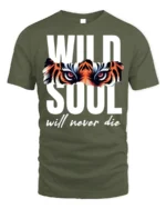 Wild Soul Tiger Eyes Graphic T-Shirt Soft Cotton - military green t-shirt on white background