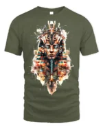 Futuristic Pharaoh T-Shirt Sci Fi Egyptian King Graphic - military green t-shirt on white background