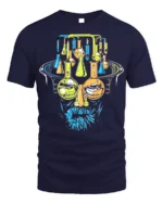 Mad Science Lab Face Graphic T-Shirt Cool Chemistry - navy t-shirt on white background