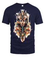 Futuristic Pharaoh T-Shirt Sci Fi Egyptian King Graphic - navy t-shirt on white background