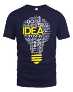 Creative Idea Lightbulb T-Shirt Motivational Graphic - navy t-shirt on white background
