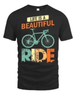 Life Is a Beautiful Ride T-Shirt Vintage Bike Tee - black t-shirt on white background