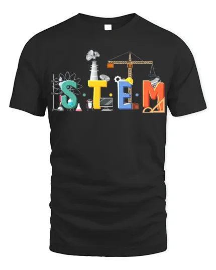 STEM Education T-Shirt Science Tech Engineering Math - black t-shirt on white background
