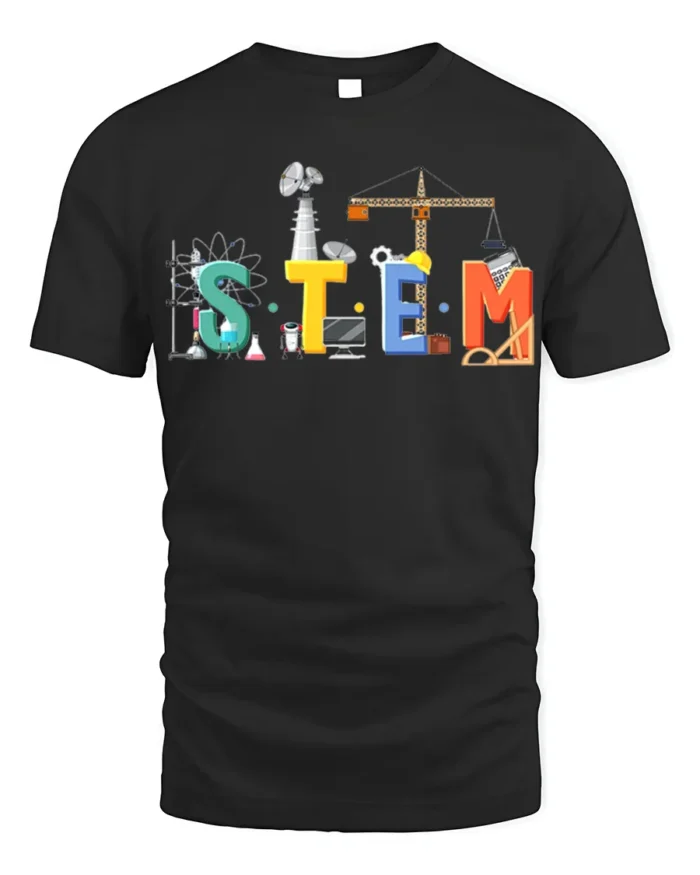 STEM Education T-Shirt Science Tech Engineering Math - black t-shirt on white background